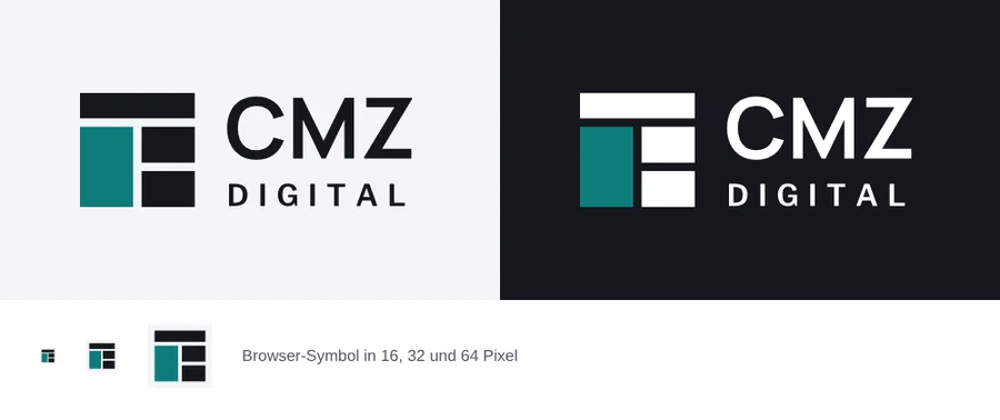 Erster Logo-Entwurf von CMZ Digital, hell und dunkel